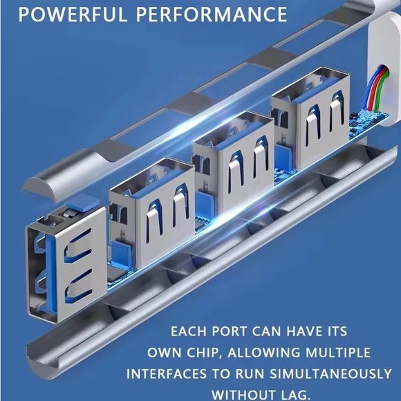 Slim USB C Hub with 4 USB 3.0 Ports Multiport Adapter for MacBook, Chromebook - Picture 6 of 8